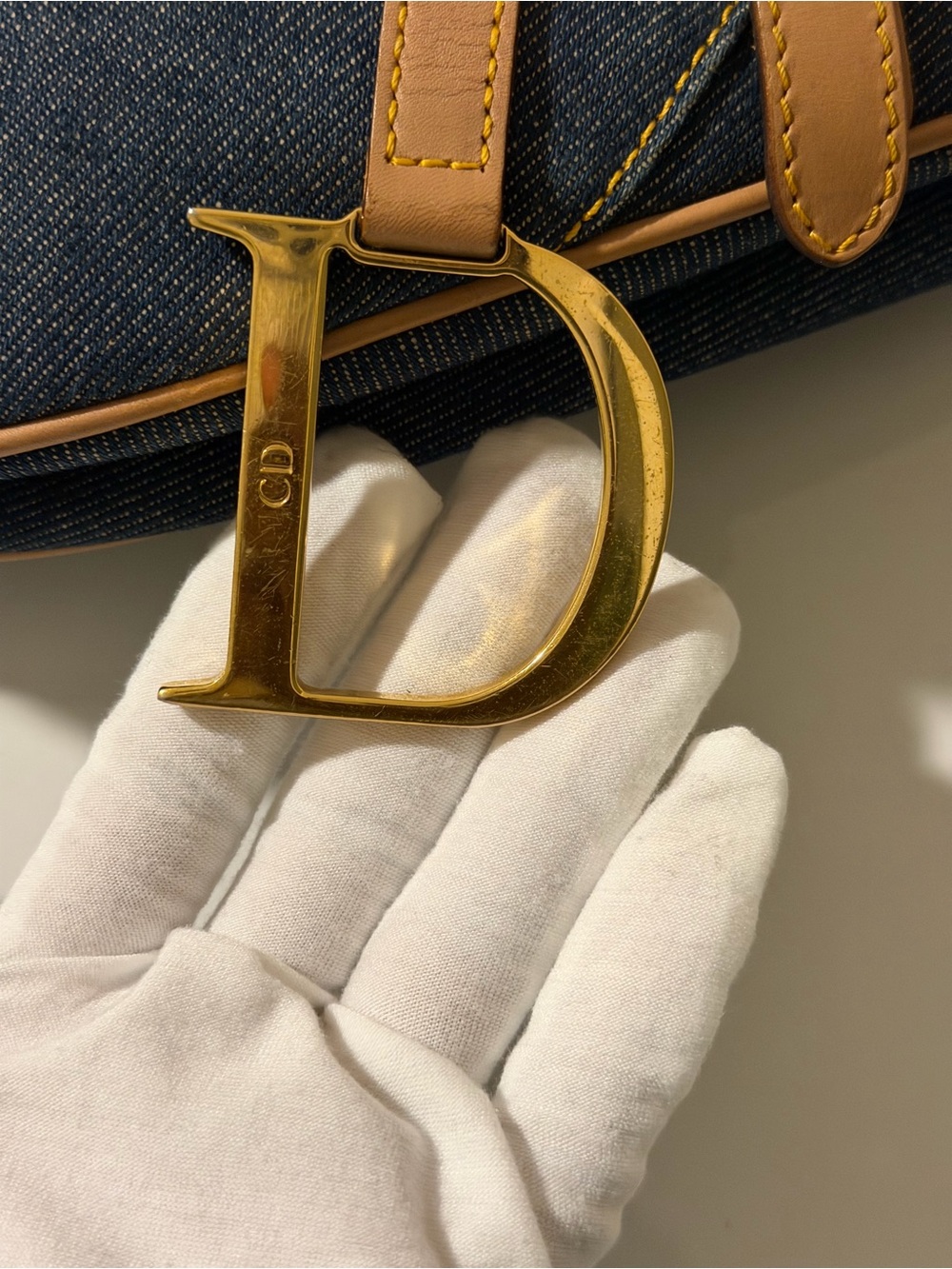 Vintage Dior Saddle Denim Leather Trim Shoulder Bag - Picture 6 of 12